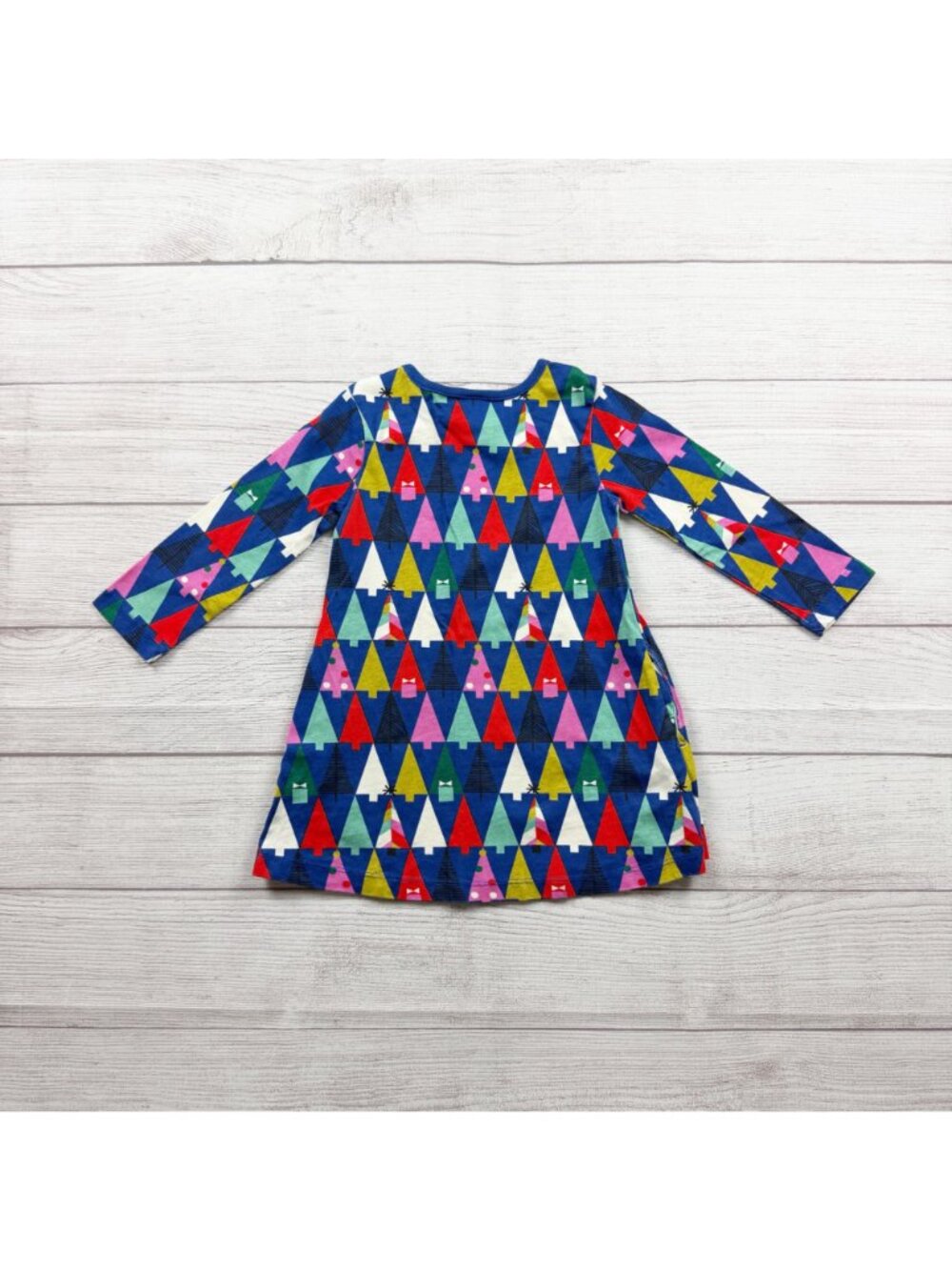 Hanna Andersson Girls Geometric Holiday Tree Print Colorful Dress 2T - Picture 4 of 4